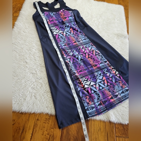 Title Nine Diamalete Dress Blue Fierce Sky Captain Print Racerback Bra Sz Small - Picture 8 of 10